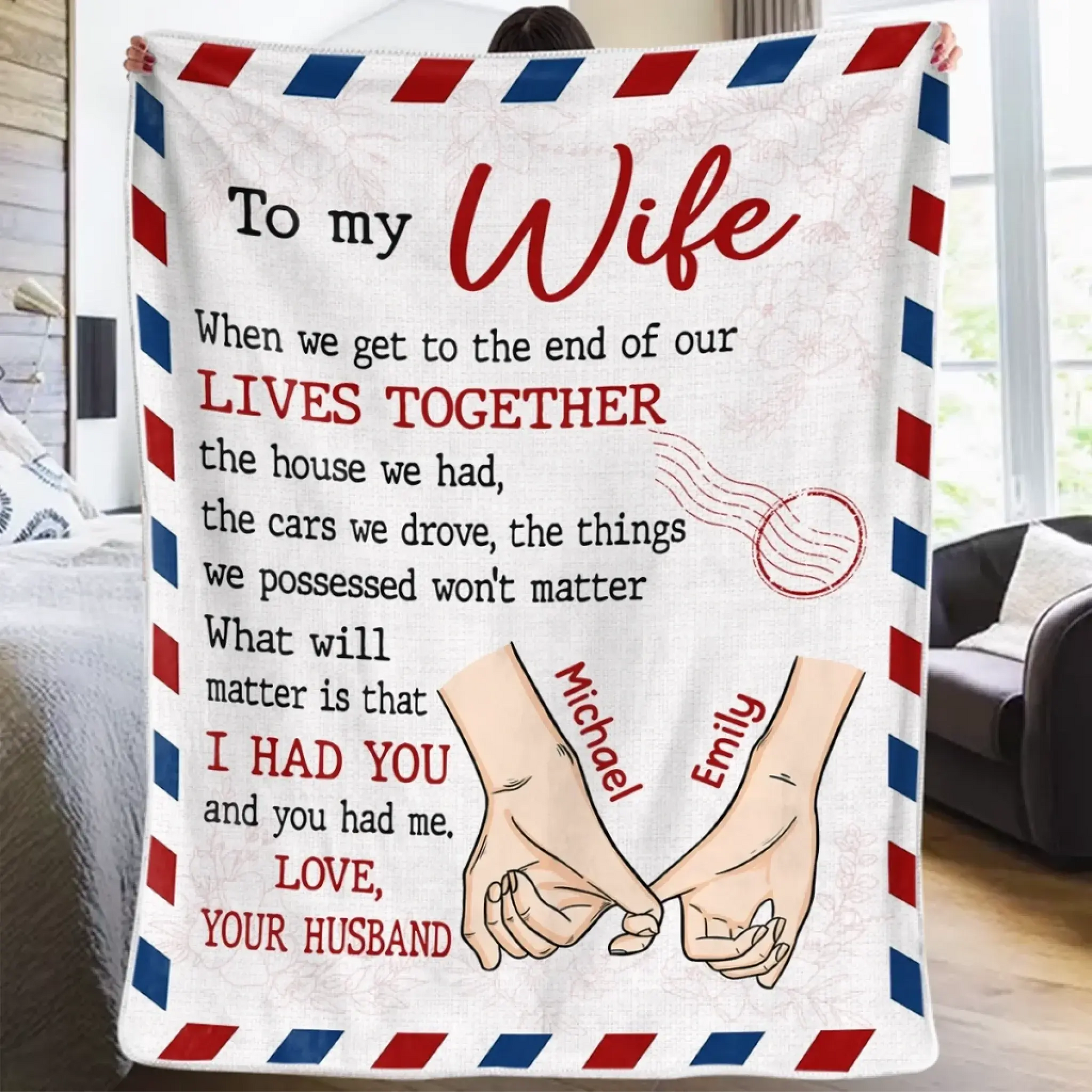 Custom Blanket - Personalized Anniversary Wedding Gifts For Husband And Wife, Him And Her - Love Built With Patience Printing Joy