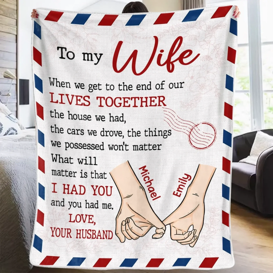 Custom Blanket - Personalized Anniversary Wedding Gifts For Husband And Wife, Him And Her - Love Built With Patience Printing Joy