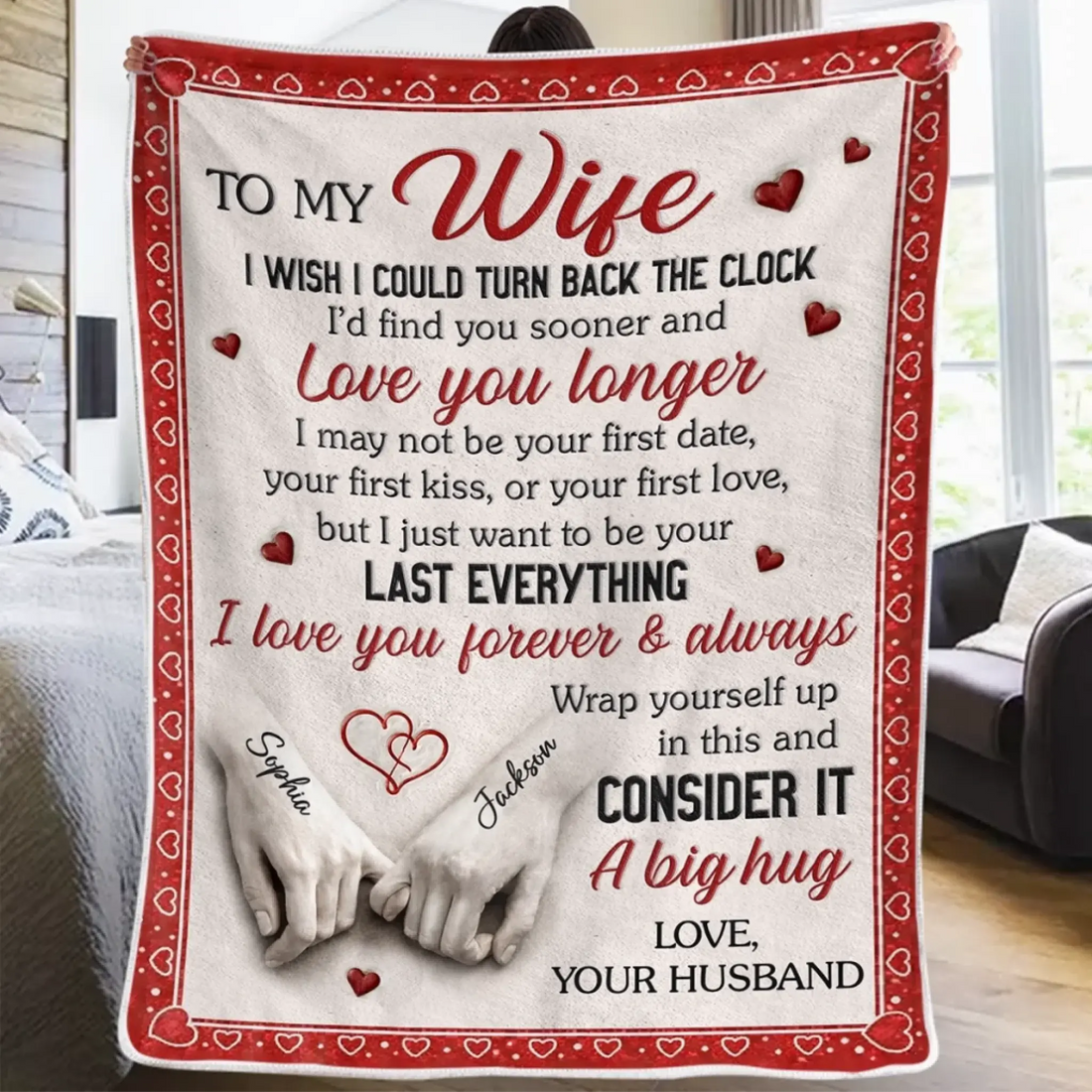 Custom Blanket - Personalized Anniversary Wedding Gifts For Husband And Wife, Him And Her - You And Me Feels Right Printbelle