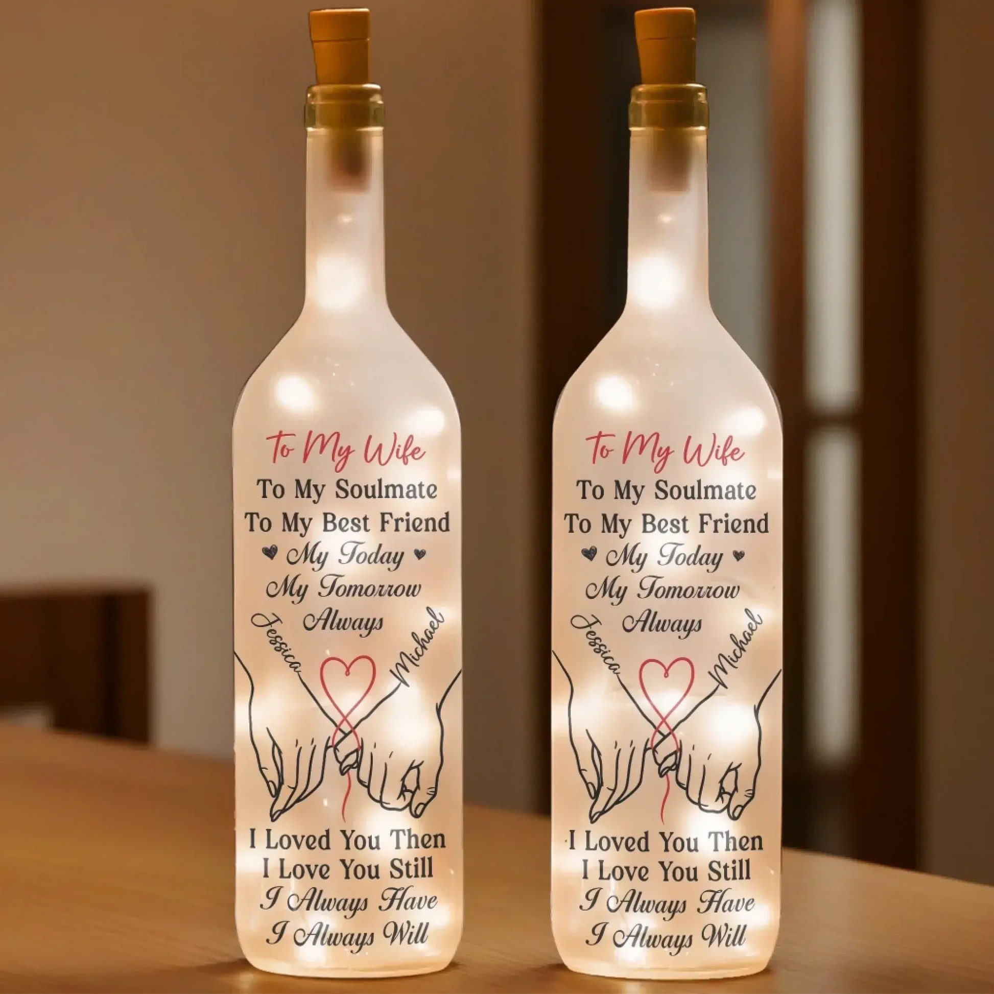 Custom Bottle Lamp - Personalized Anniversary Wedding Gifts For Husband And Wife, Him And Her - Our Love Glows Forever Printing Joy