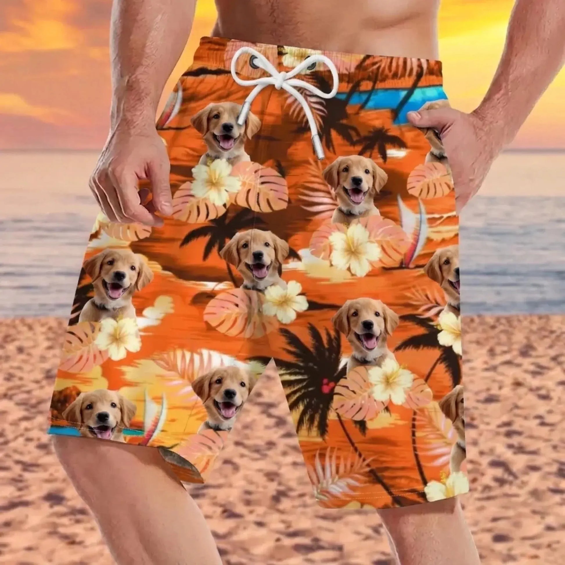 Custom Photo Hawaiian Beach Shorts – Life Is Better With Sandy Paws – Personalized Summer Gift Printing Joy