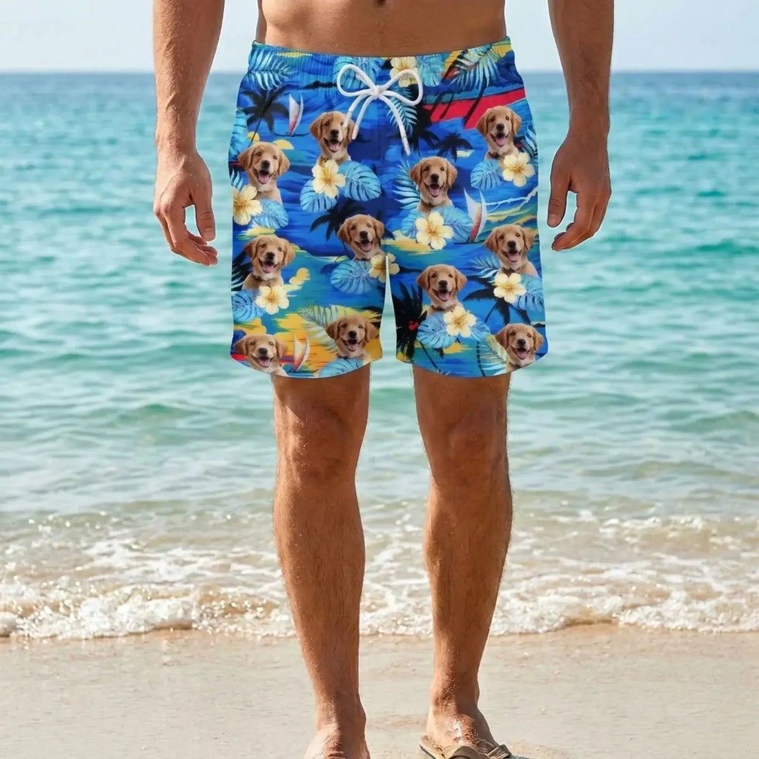 Custom Photo Hawaiian Beach Shorts – Life Is Better With Sandy Paws – Personalized Summer Gift Printing Joy