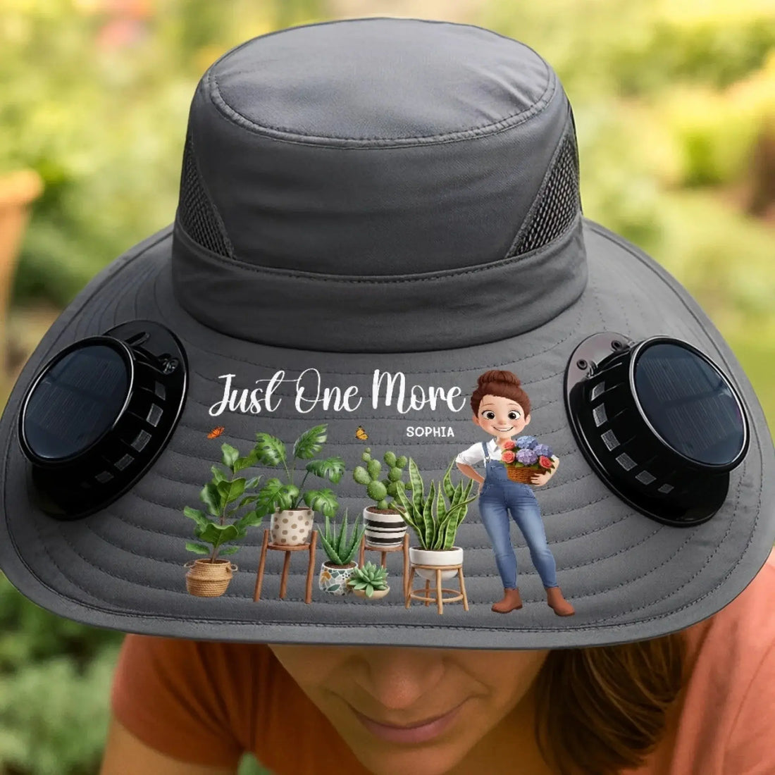 Custom Solar Fan Hat – Rooted In Pure Botanical Joy – Personalized Gardening Gift Printing Joy