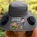 Custom Solar Fan Hat – Heading To My Green Office – Personalized Gardening Gift Printing Joy