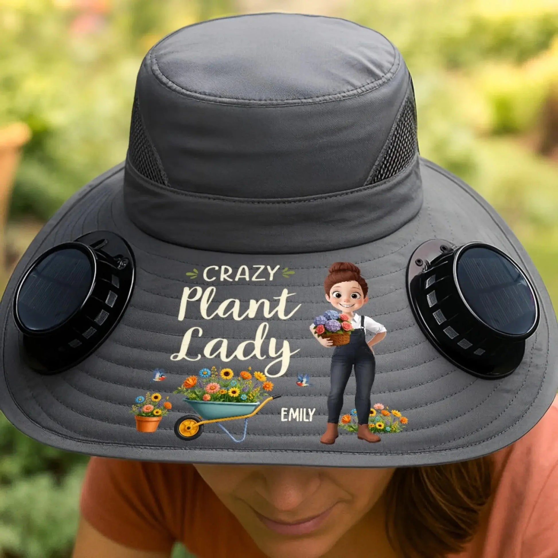 Custom Solar Fan Hat – CEO Of The Little Backyard – Personalized Gardening Gift Printing Joy