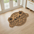 Custom Poolside Shaped Doormat - Personalized Summer Vacation And Travel Gifts For Mom, Dad, Brother, Sister, Kids - Welcome To Our Happy Place Printbelle