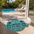 Custom Poolside Shaped Doormat - Personalized Summer Vacation And Travel Gifts For Mom, Dad, Brother, Sister, Kids - Welcome To Our Happy Place Printbelle