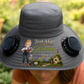 Custom Hat With Fans Solar Power - Personalized Birthday Garden Gifts For Gardeners - Chasing Sunshine And Greenery Printing Joy