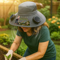 Custom Hat With Fans Solar Power - Personalized Birthday Garden Gifts For Gardeners - Chasing Sunshine And Greenery Printing Joy