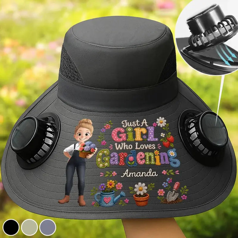 Custom Solar Fan Hat – My Personal Oasis – Personalized Gardening Gift Printing Joy