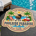 Custom Poolside Shaped Doormat - Personalized Summer Vacation And Travel Gifts For Mom, Dad, Brother, Sister - Life By The Pool Printing Joy