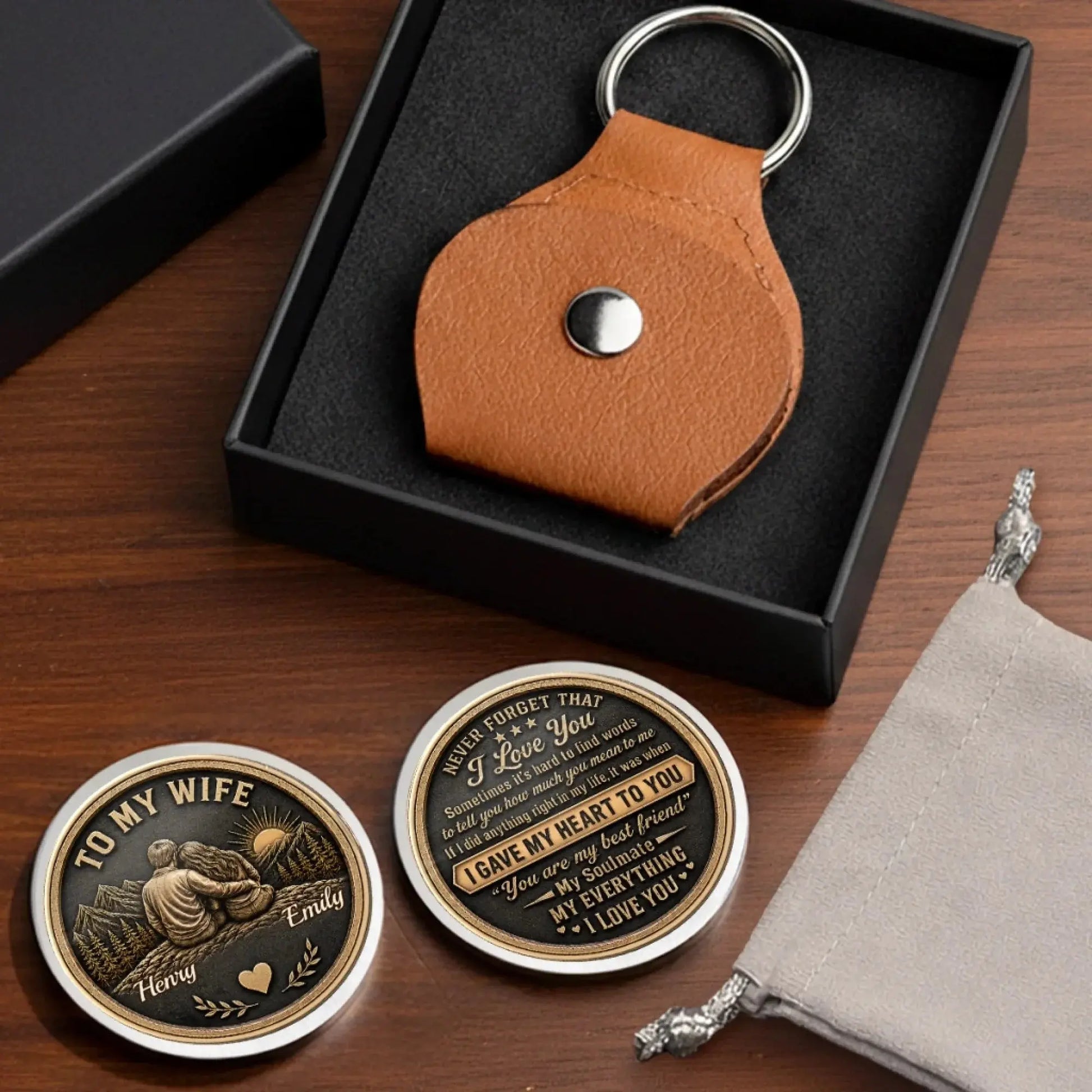 Custom Pocket Hug - Personalized Anniversary Wedding Gifts For Husband And Wife, Him And Her - Love Token Lasts Forever Printing Joy
