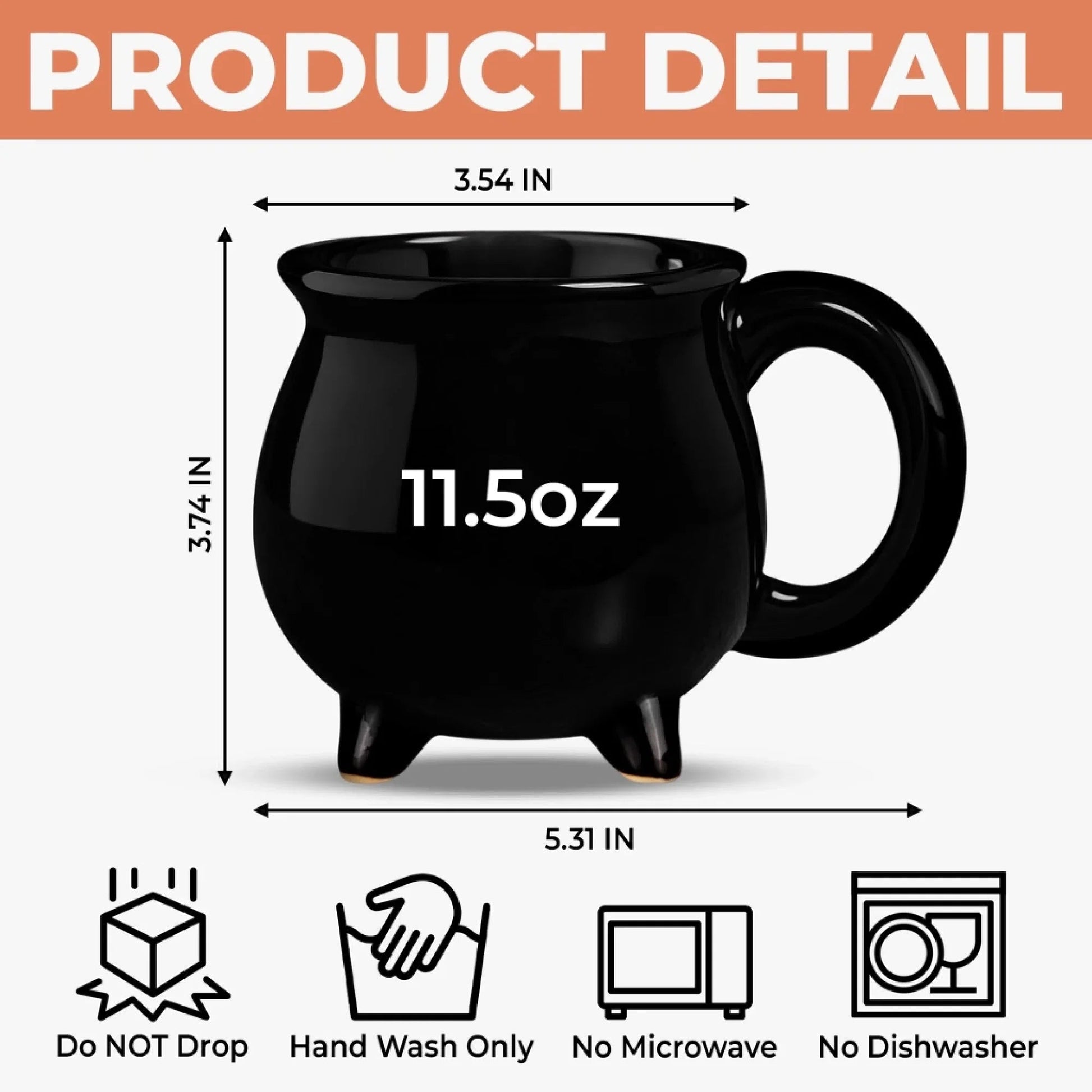Custom Witchy 13oz Ceramic Cauldron Coffee Mug - Personalized Halloween Gifts For Witch, Wife, Daughter, Besties, Sisters, Granddaughter, Grandma, Mom, Yourself - Witch’s Favorite Brew Printing Joy
