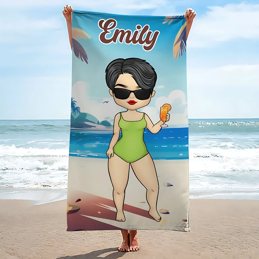 Sunshine Is The Best Accessory - Bestie Personalized Custom Beach Towel - Summer Vacation Gift, Birthday Pool Party Gift For Best Friends, BFF, Sisters - Printingjoy