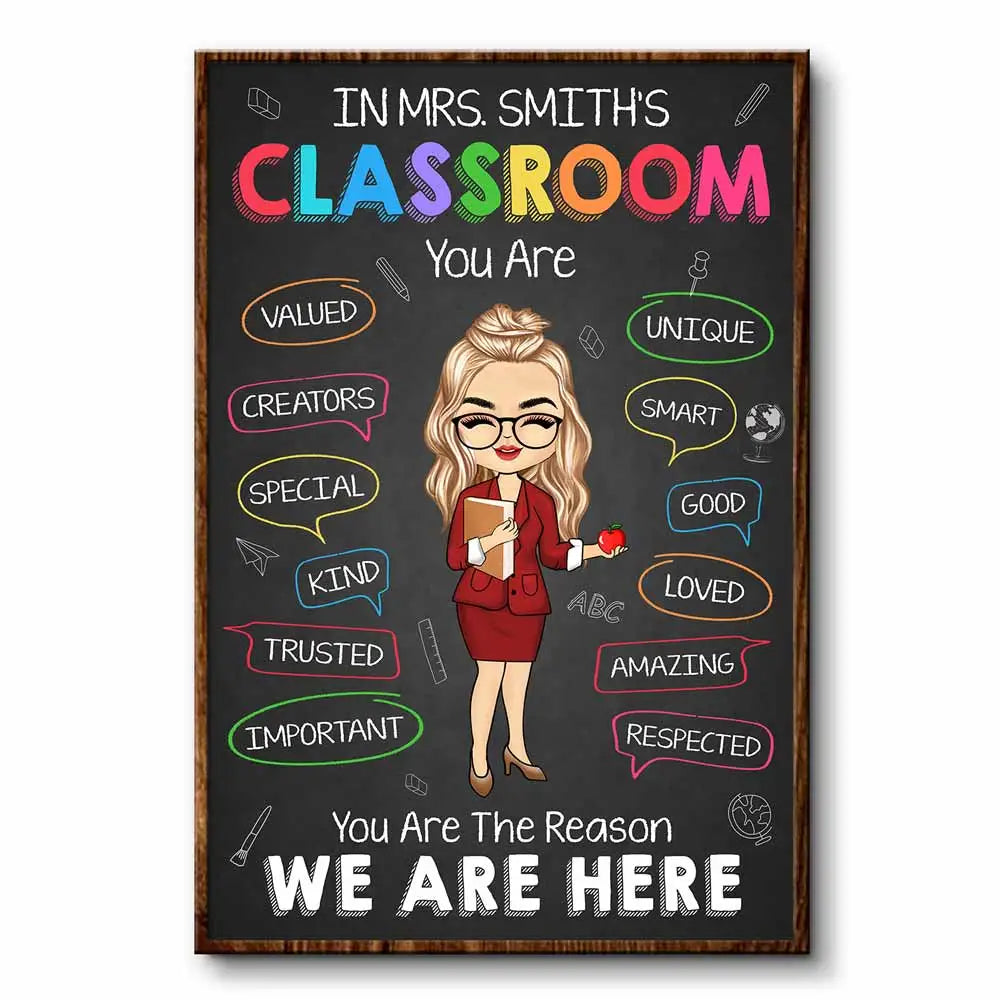 Personalized Classroom Poster - “In This Classroom You Are...” Custom Teacher Wall Art - Printingjoy