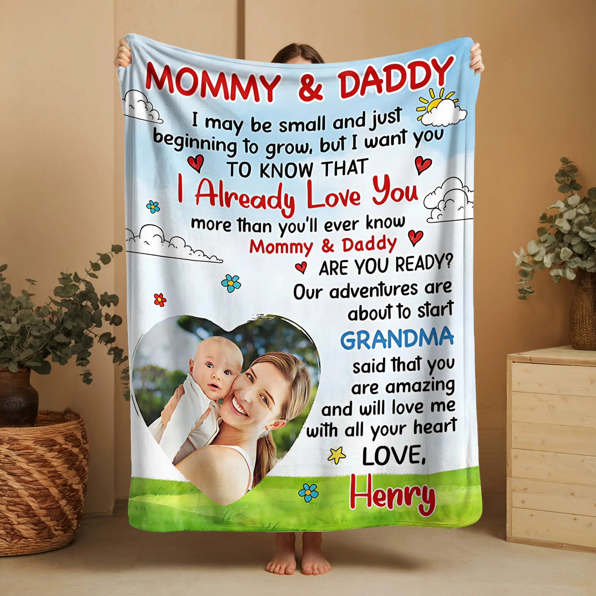 Personalized Baby Blanket – Custom Photo & Name Blanket for New Moms & Baby Showers.