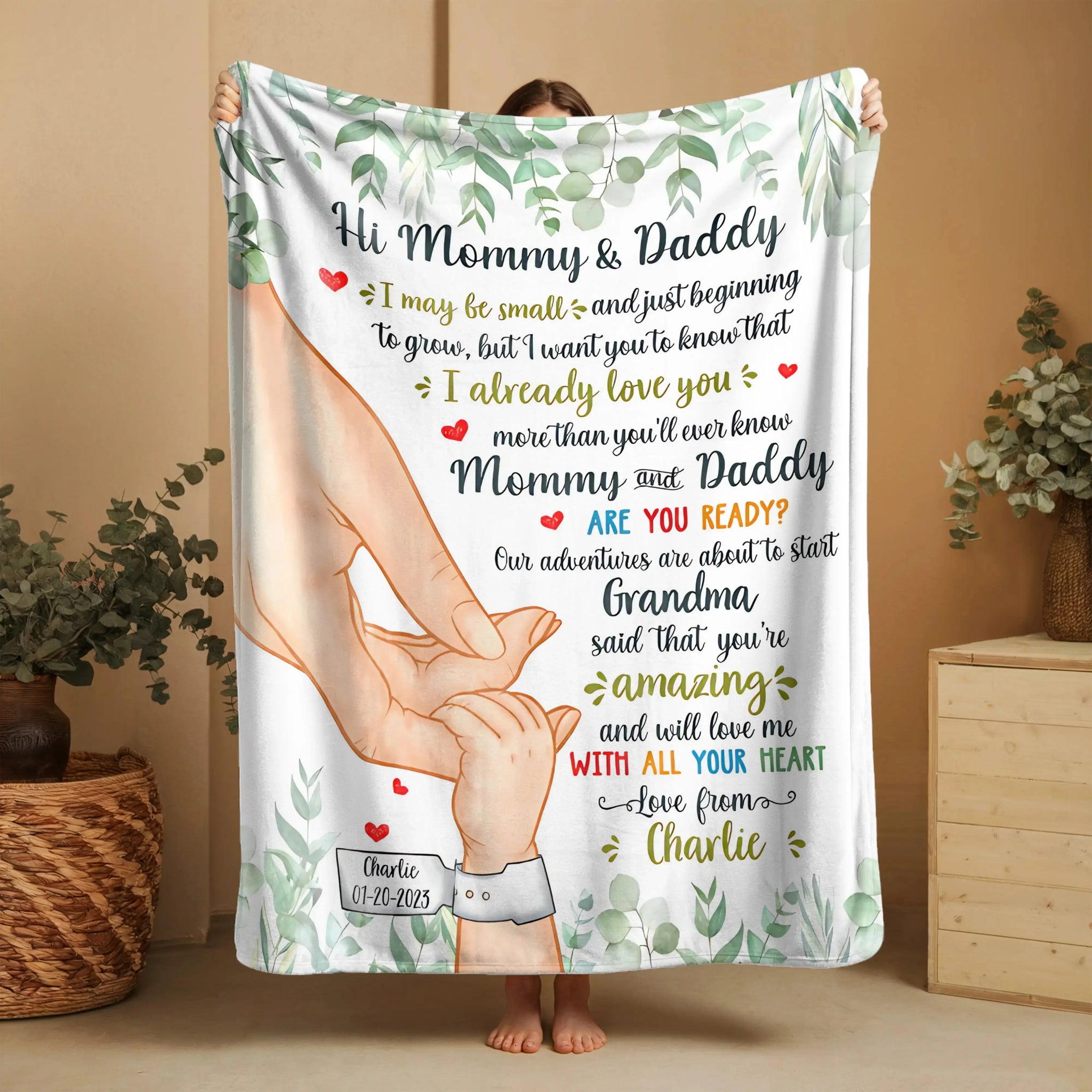 Your Happiness Is Born - Family Personalized Custom Baby Blanket - Baby Shower Gift, Gift For First Mom.