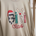 Custom Christmas Gigi Claus Sweatshirt , 2025 Christmas Nana Sweatshirt, Custom Grandma Claus Christmas Sweatshirt Printing Joy