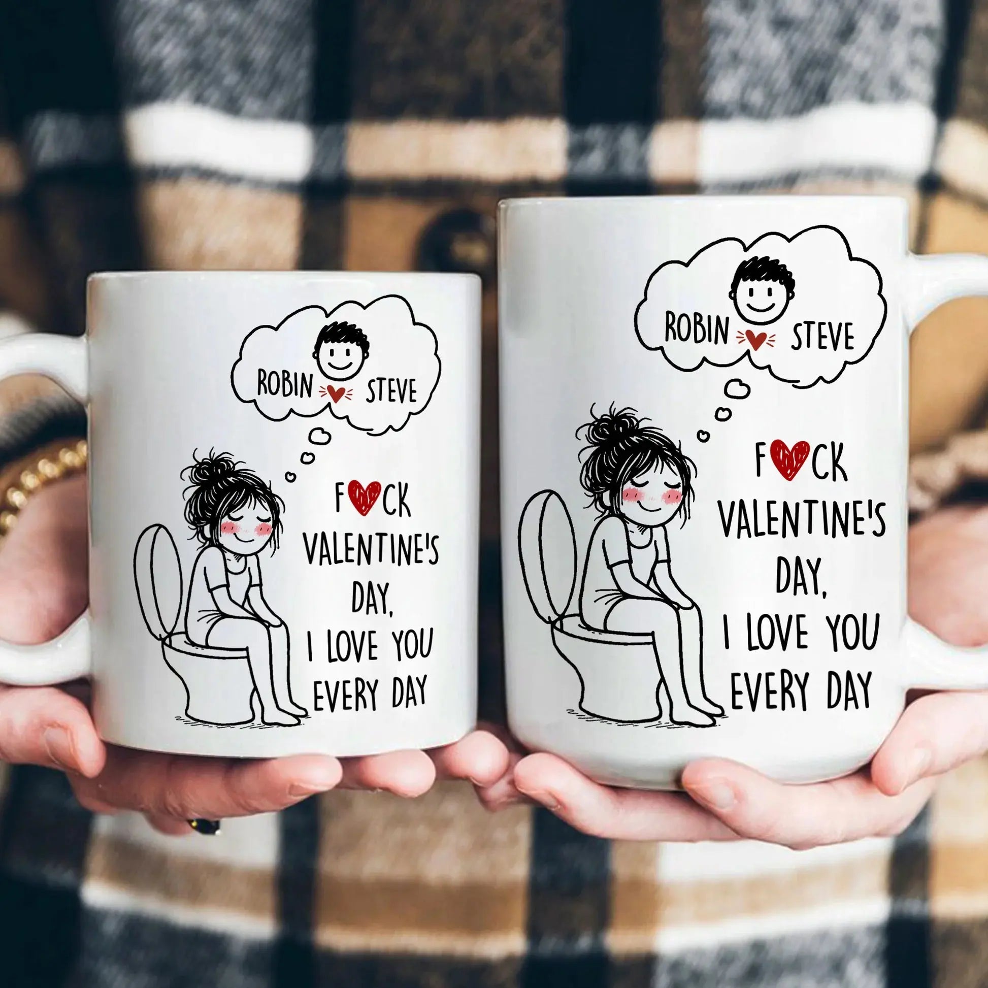 F()Ck Valentine's Day, I Love You Every Day Cute Cartoon - Personalized Mug Printing Joy