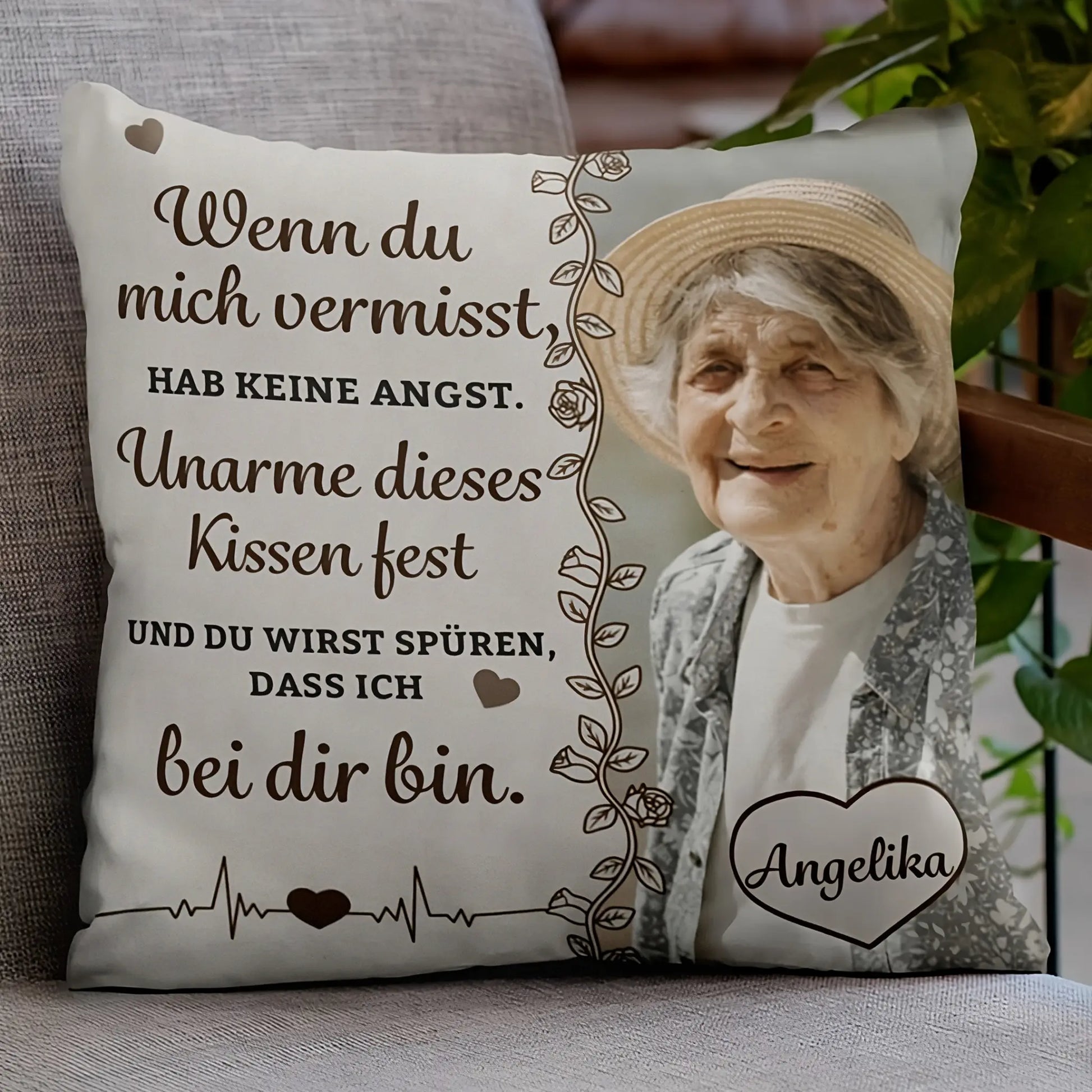 Wenn du mich vermisst - Personalisiertes Kissen.