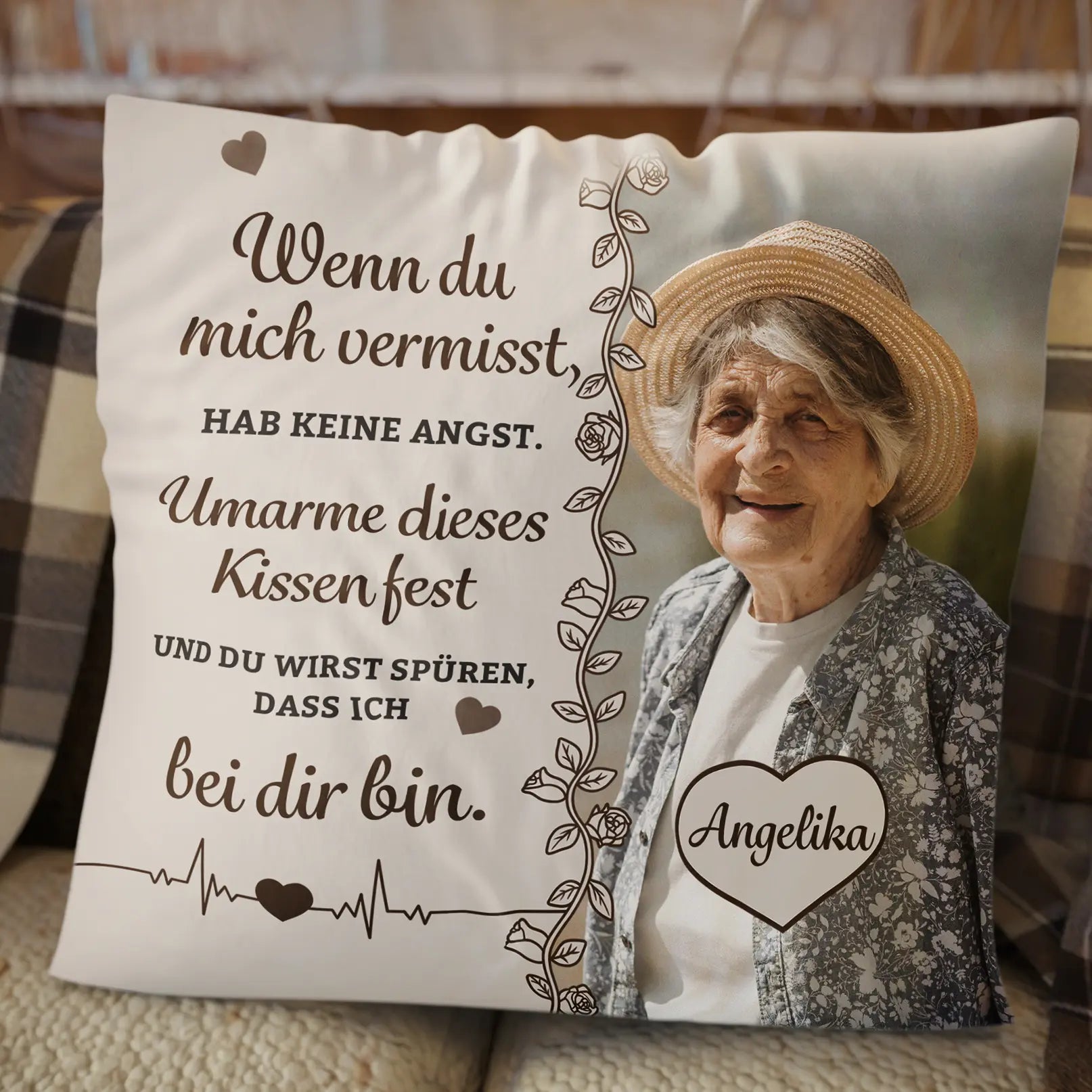 Wenn du mich vermisst - Personalisiertes Kissen.