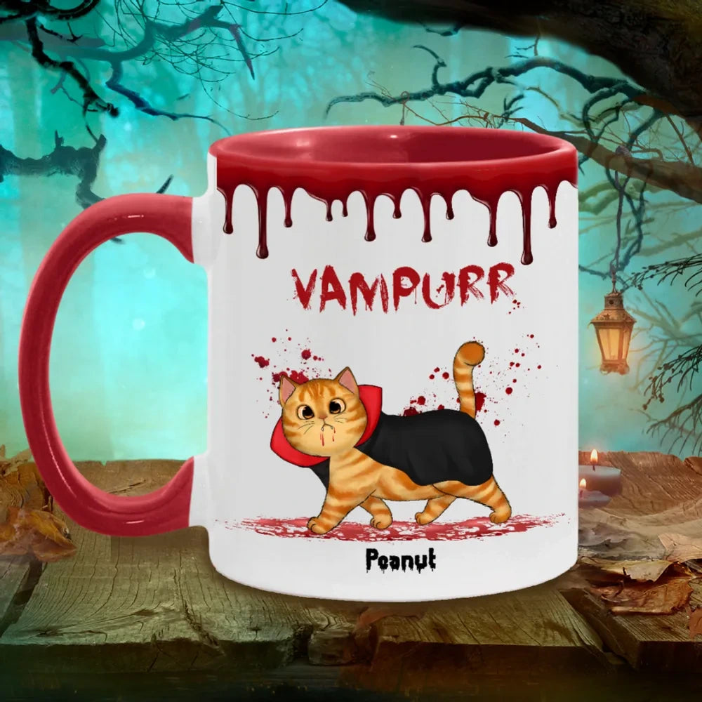 Custom Halloween Cat Mug - Personalized "Happy Meowloween" Gift for Cat Lovers | Ceramic Coffee Cup with Name | Halloween Decor & Gifts for Women - Printingjoy