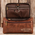Man Stuff Personalized Leather Toiletry Bag – Custom Engraved Travel Bag for Men Printing Joy