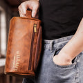 Man Stuff Personalized Leather Toiletry Bag – Custom Engraved Travel Bag for Men Printing Joy
