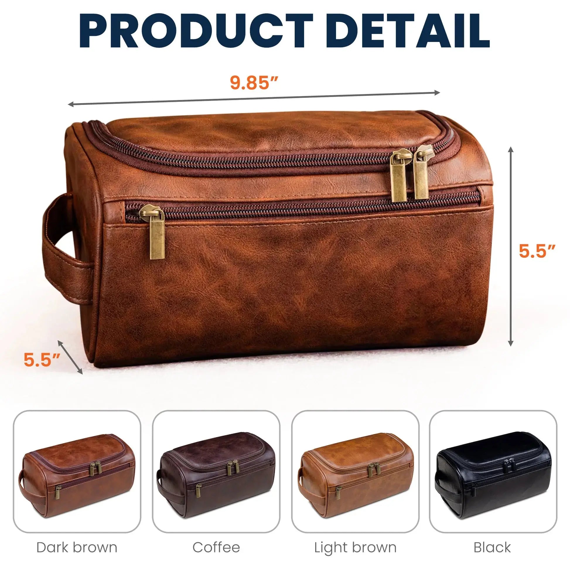 Man Stuff Personalized Leather Toiletry Bag – Custom Engraved Travel Bag for Men Printing Joy