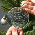 Personalized ‘First Christmas Holding Hands’ Circle Glass Ornament – Custom Couple Christmas Gift - Printingjoy