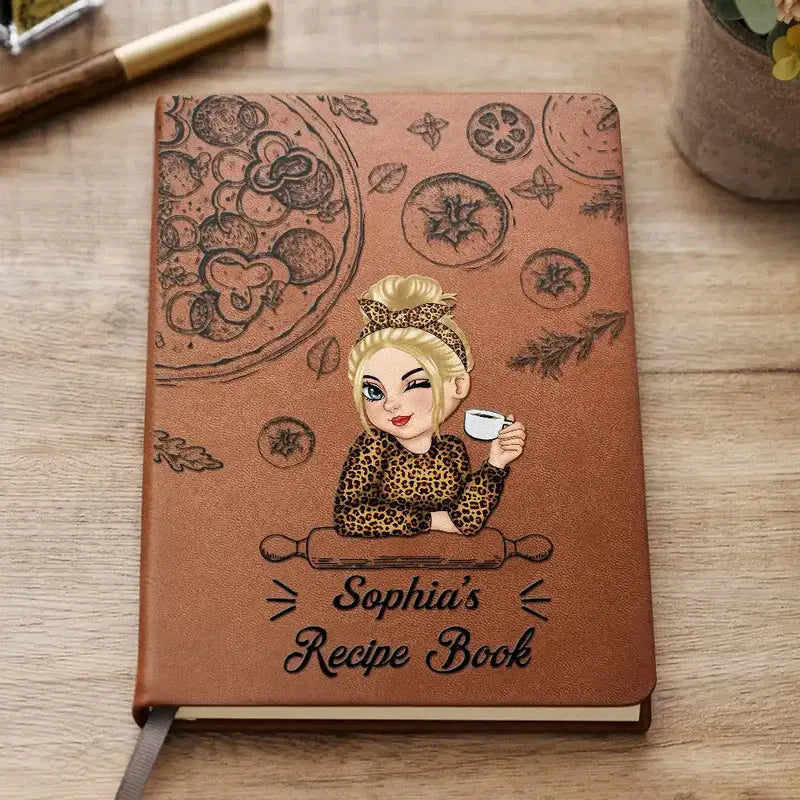 Personalized Leather Family Recipe Book – Custom Cookbook Journal for Cherished Recipes Printbelle