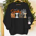 Custom Unisex Sweatshirt, Hoodie With Design On Sleeve - Personalized Halloween Birthday Gifts For Mom, Grandma - Family Together Under Pumpkin Glow Printing Joy