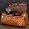 Custom Engraved Leather Toiletry Bag - Personalized Birthday Gifts For Dad, Brother, Grandpa, Husband - For The Man Who’s Always On The Move Printing Joy