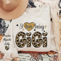 Custom Grandma Leopard Sweatshirt – Personalized I Love Being Gigi with Grandchildren’s Names Hoodie, Ideal Christmas Gift Printing Joy