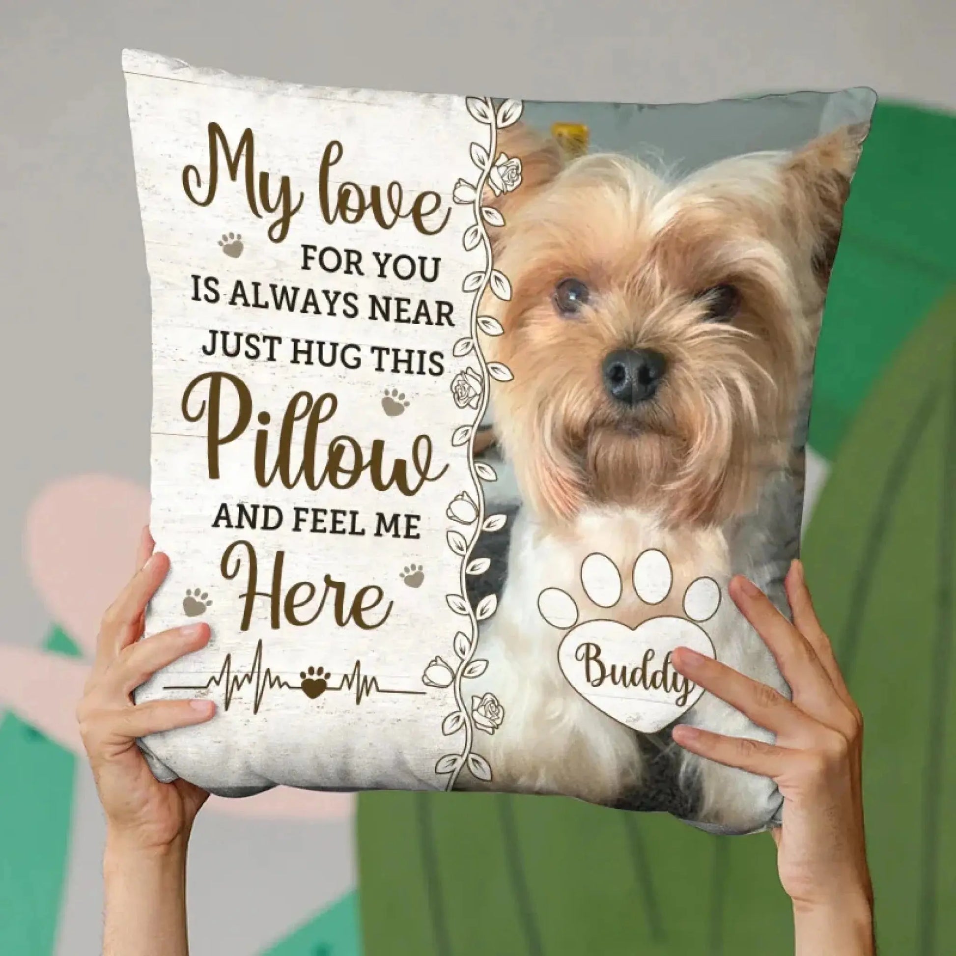 Custom Photo Four Paws, One Heart - Memorial Personalized Custom Pillow - Sympathy Gift For Pet Owners, Pet Lovers.