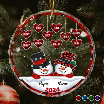 Personalized Snowman Christmas Ornament for Grandparents – Custom Papa & Nana Glass Ornamen - Printingjoy